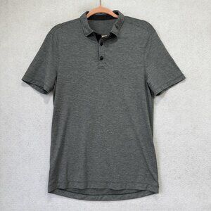 Lululemon Polo Shirt Mens Medium Gray Short Sleeve Performance Golf Athletic